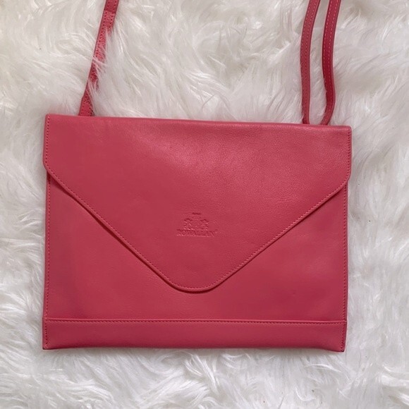 Rowallan Pink Hand Made Fine Leather Envelope Clutch Crossbody Bag Purse - Picture 2 of 14